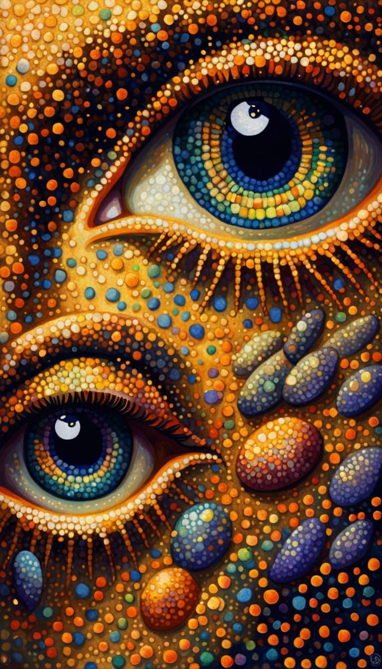 Mesmerizing Pointillist Eyes with Golden Lighting