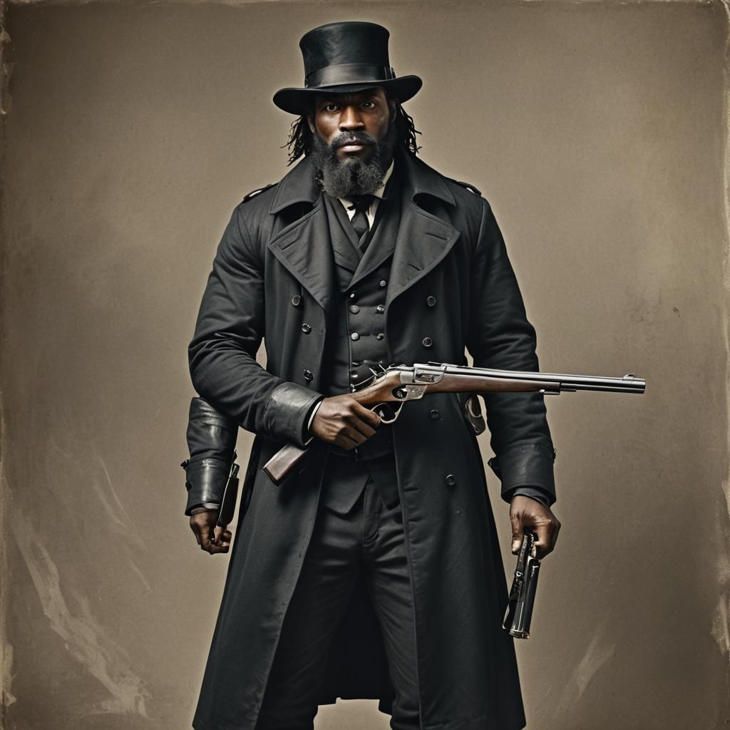 Muscular Man with Musket and Top Hat