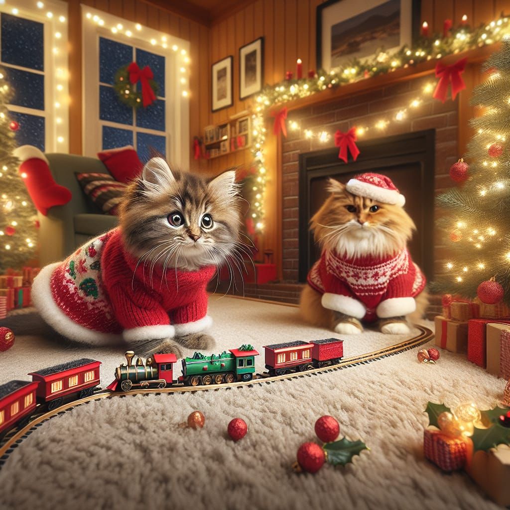 Festive Cats Celebrate Christmas at Home