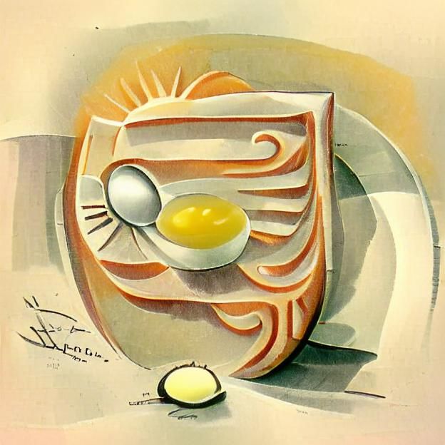 Art Deco Sunny-Side Up Egg Illustration