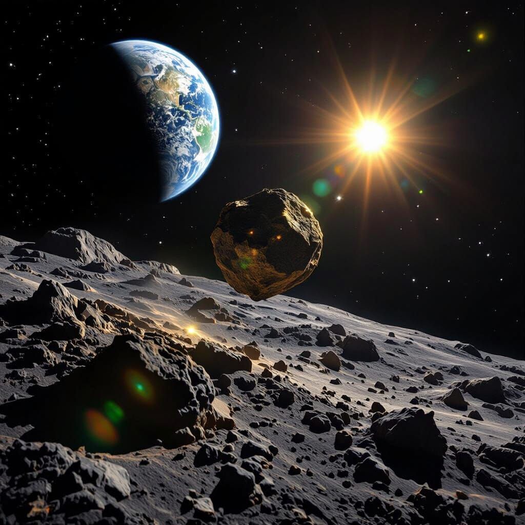 Photorealistic Asteroid 31 Atlas Flies Past Earth