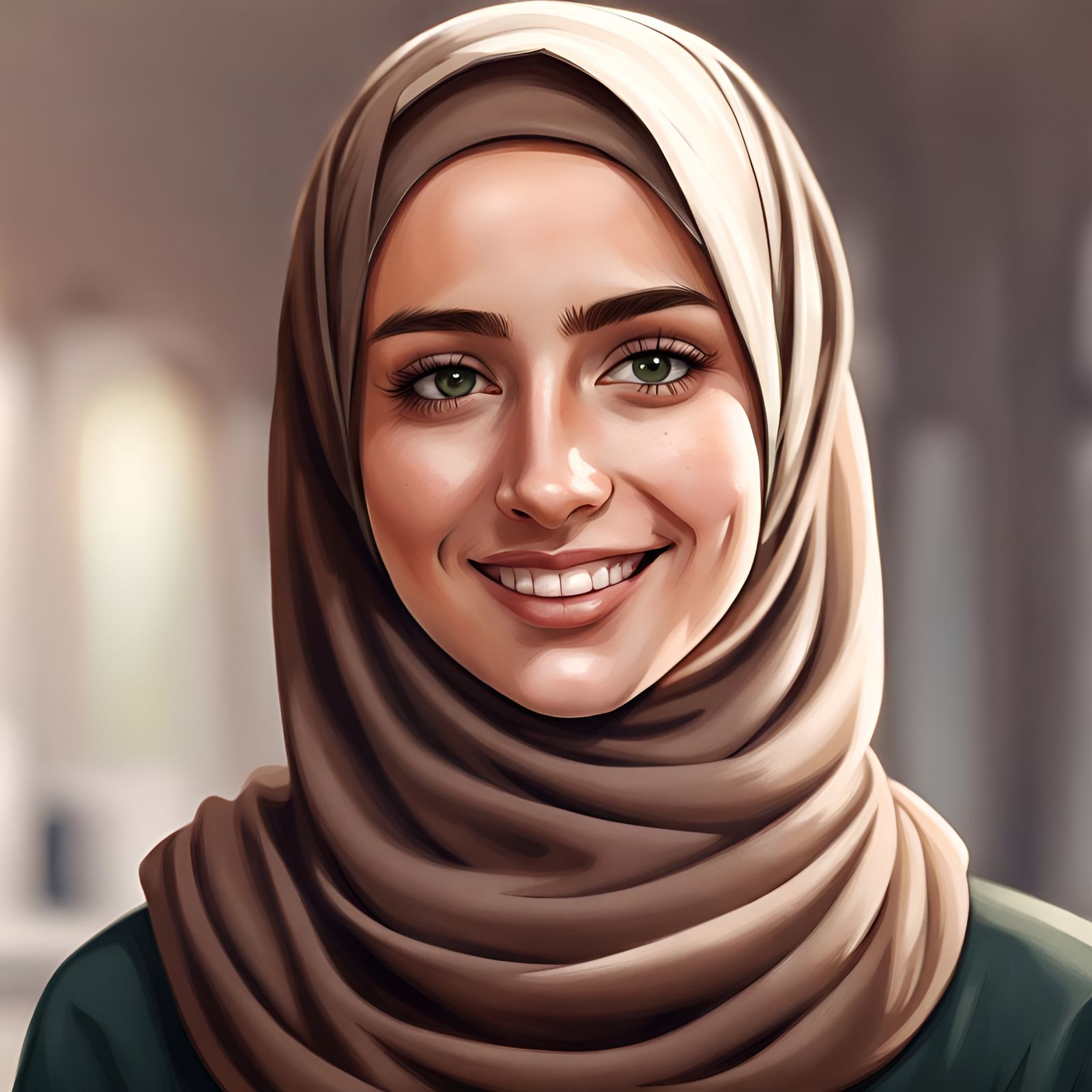 German Girl with Hijab Smiling Realistically