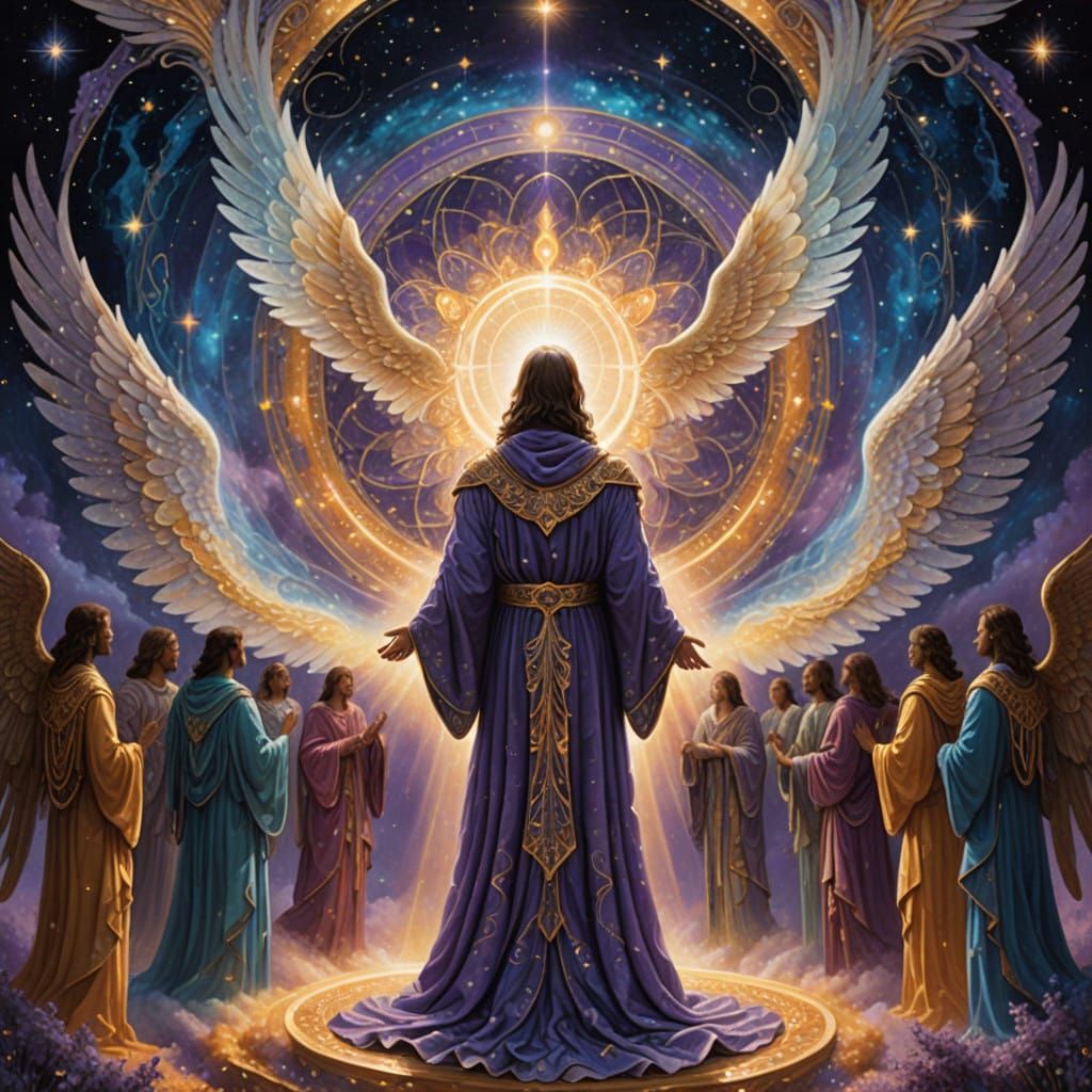 Surreal Vision of Higher Self and Angels in Ethereal Cosmic....