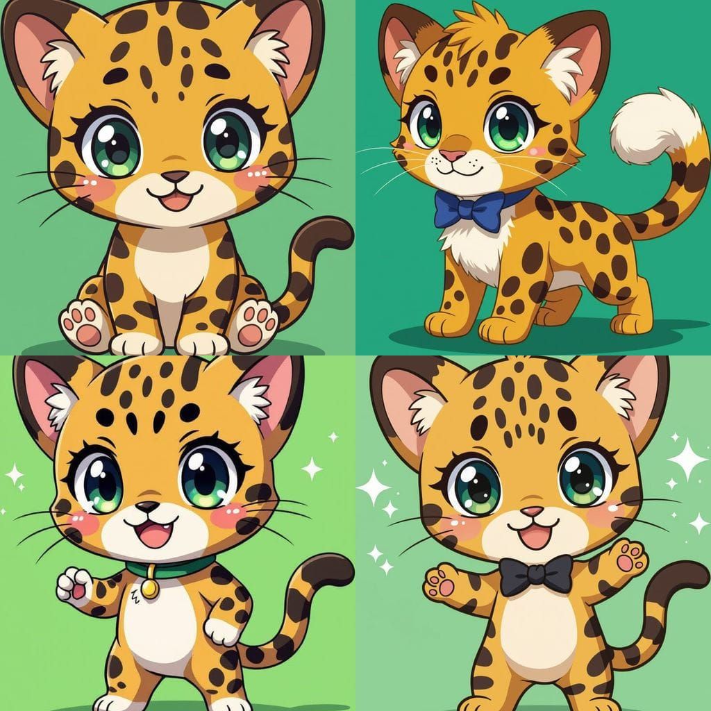 Cute Chibi Jaguar Mascot in Anime Style