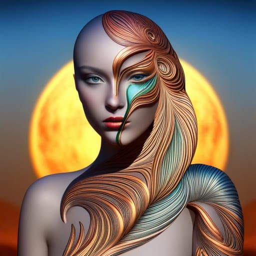 Surreal Strelitzia-Woman Hybrid in Sun and Moon Star