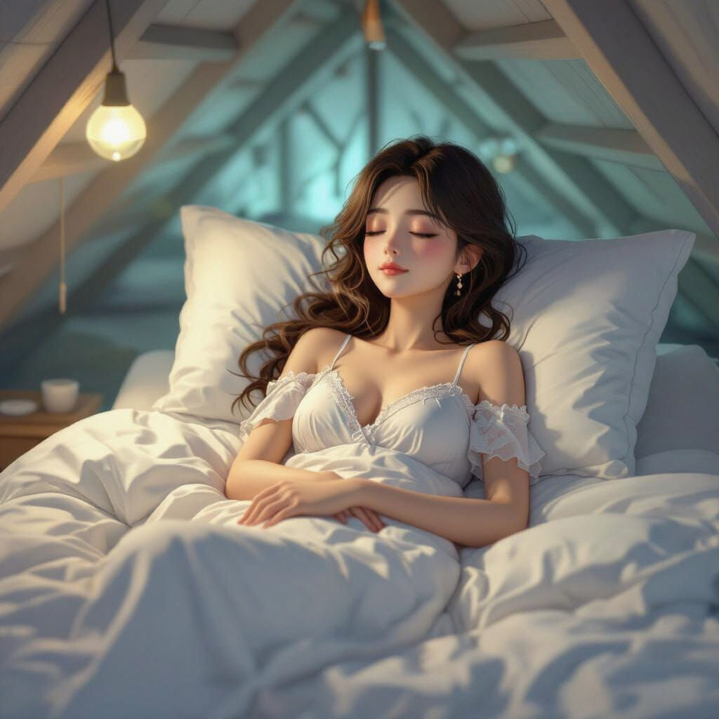 Anime Style 3D Rendering of Woman Sleeping