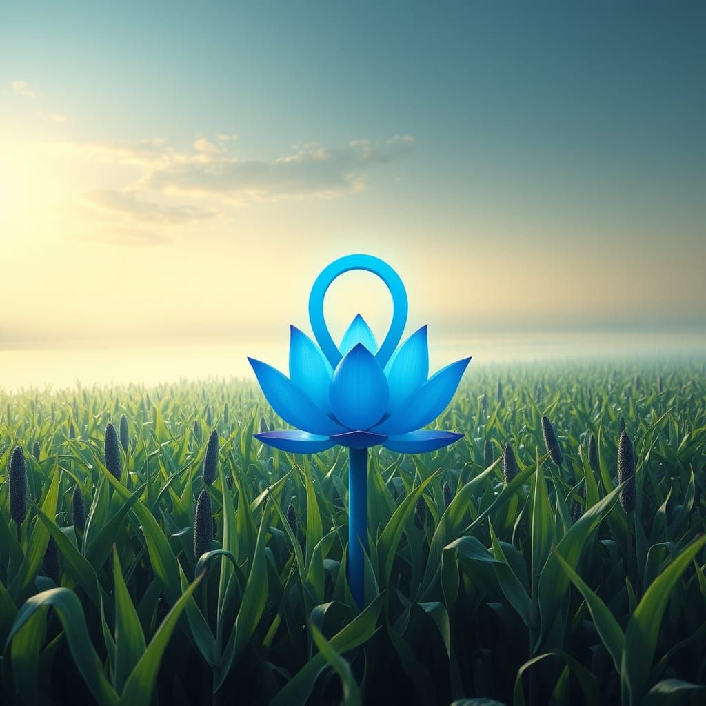 Blue Lotus Ankh by Nile River