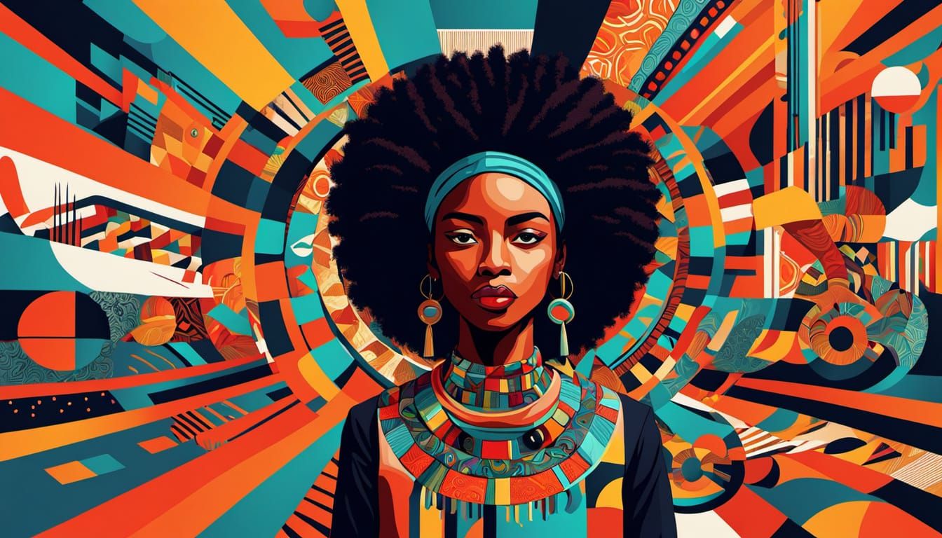 Afro-Futurist Banner with Multicultural Patterns in Digital ...
