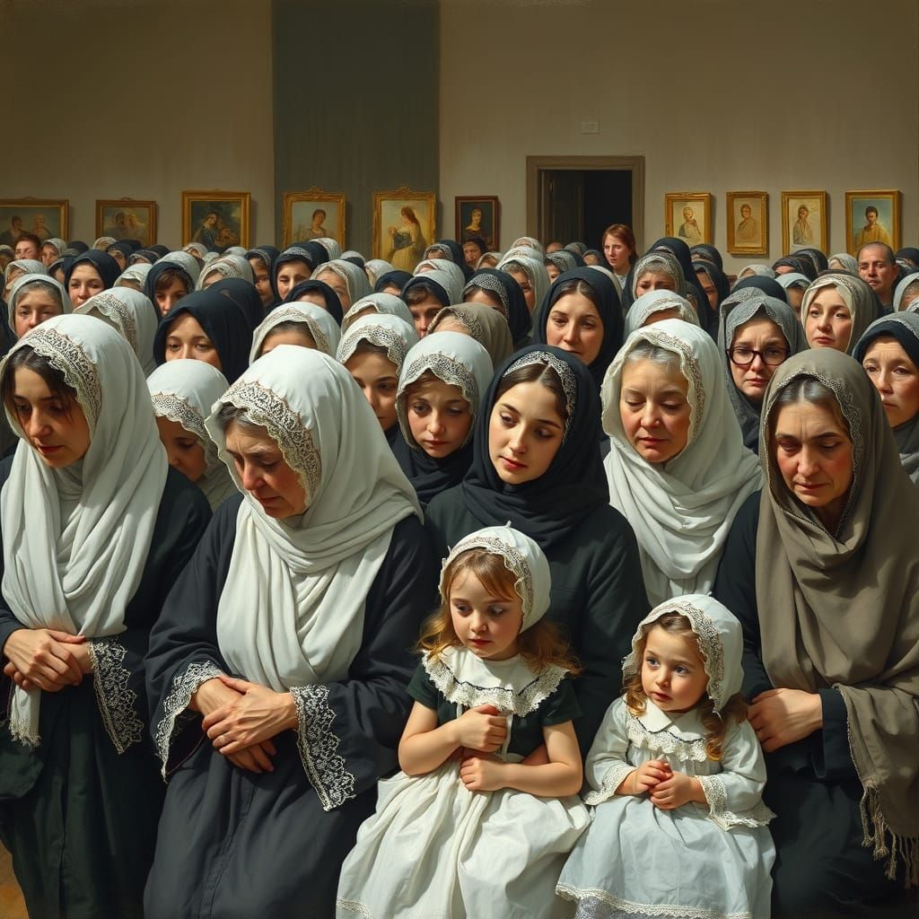 Women's Gallery in Synagogue: Expressive Modern Portrait
