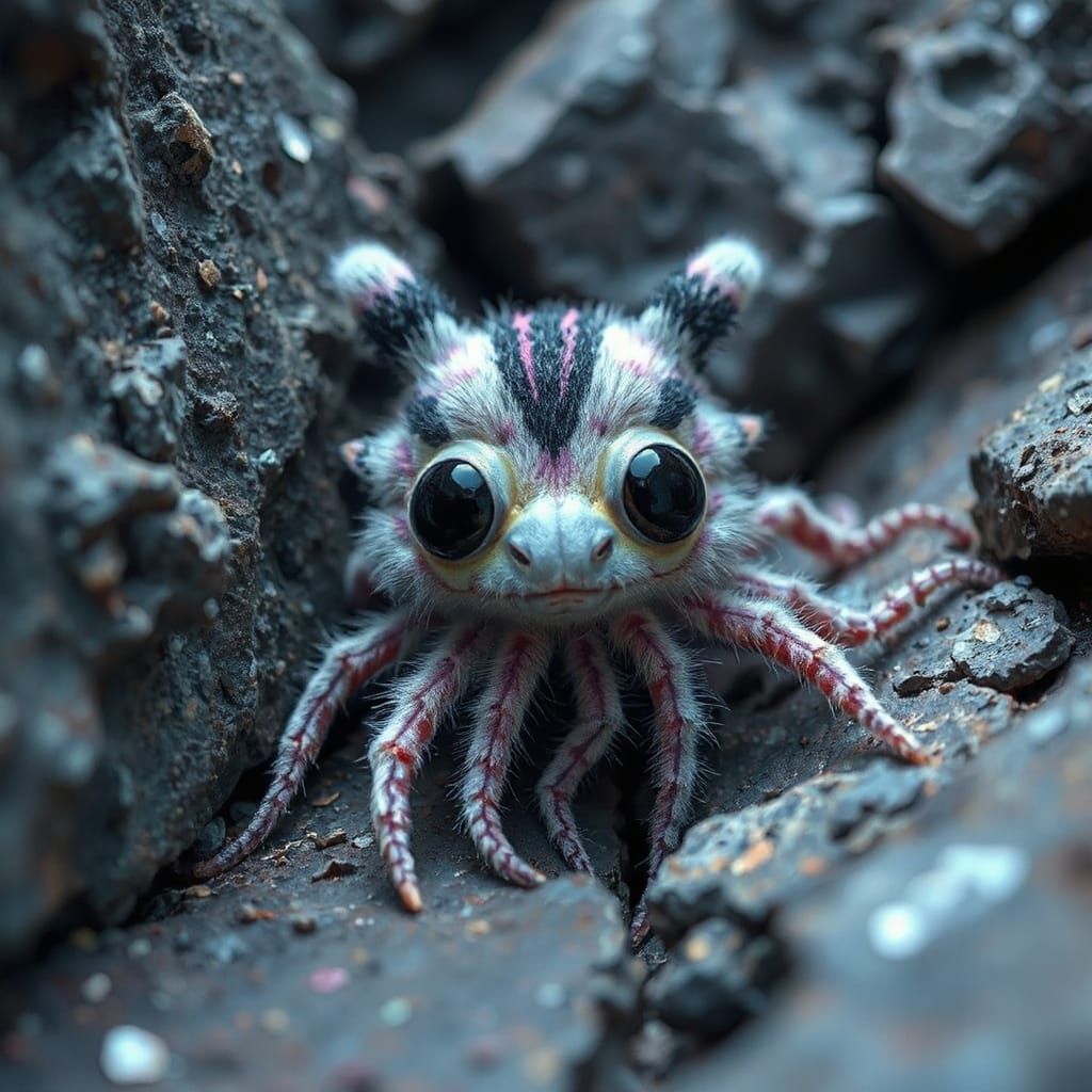 Neon Furry Creature in Grungy Digital Art