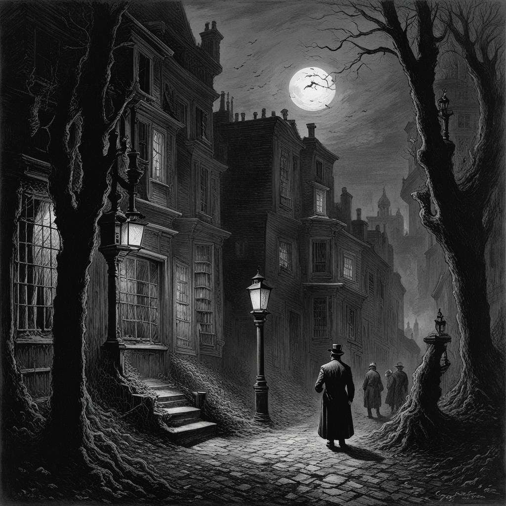 Horrifying Escape as Gothic Horror Illustration