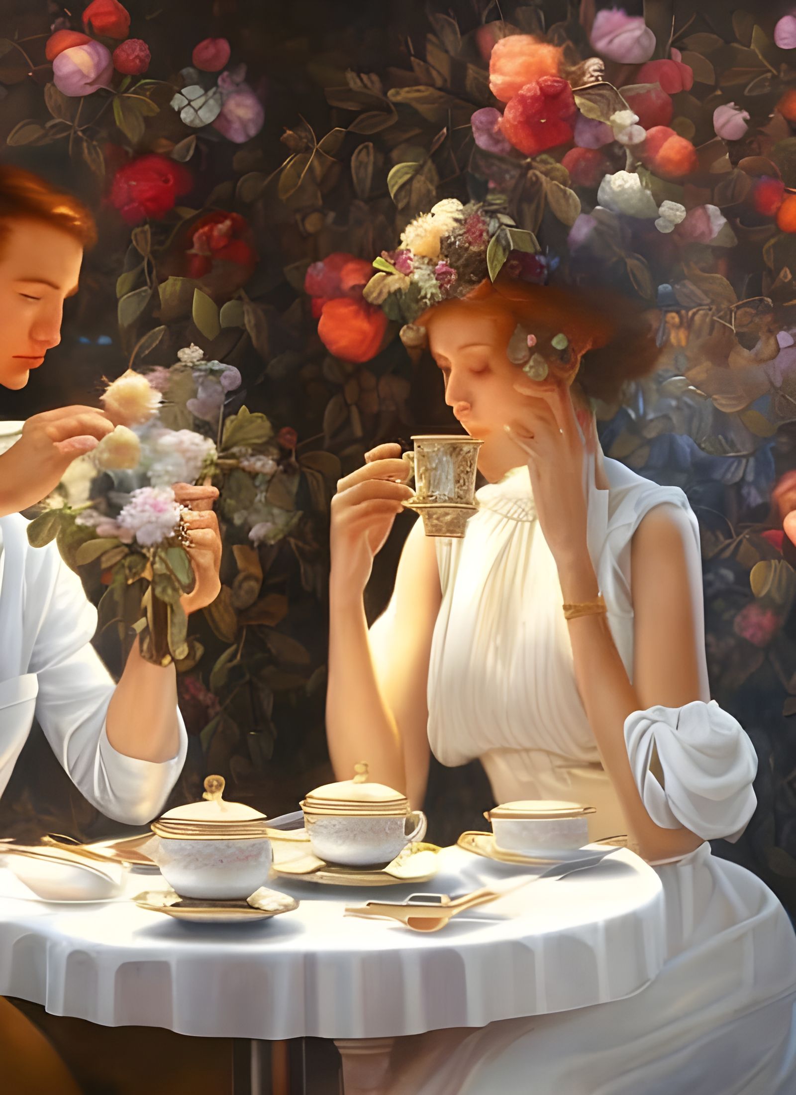 Cafe Scene: Photorealistic Portrait in Hyperreal Style