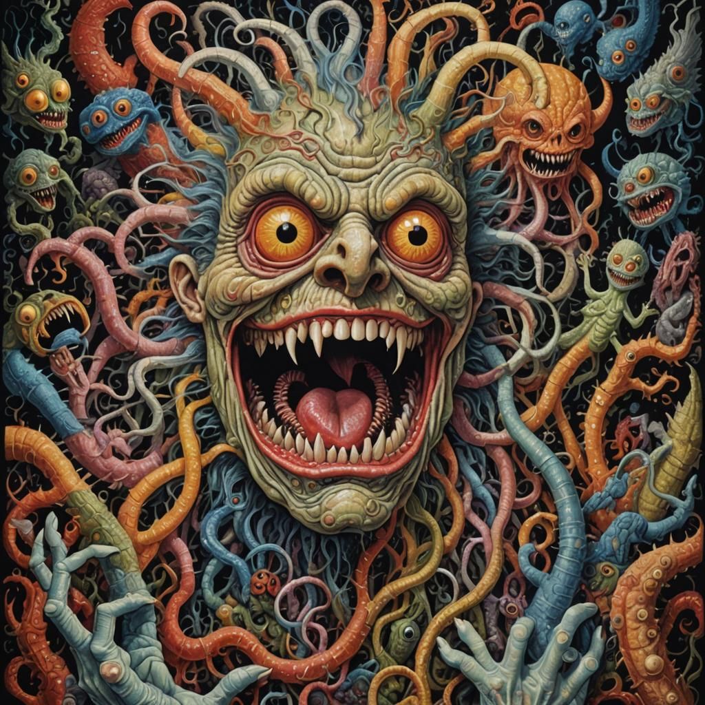 The Tickle Monster: Surreal Horror Artwork