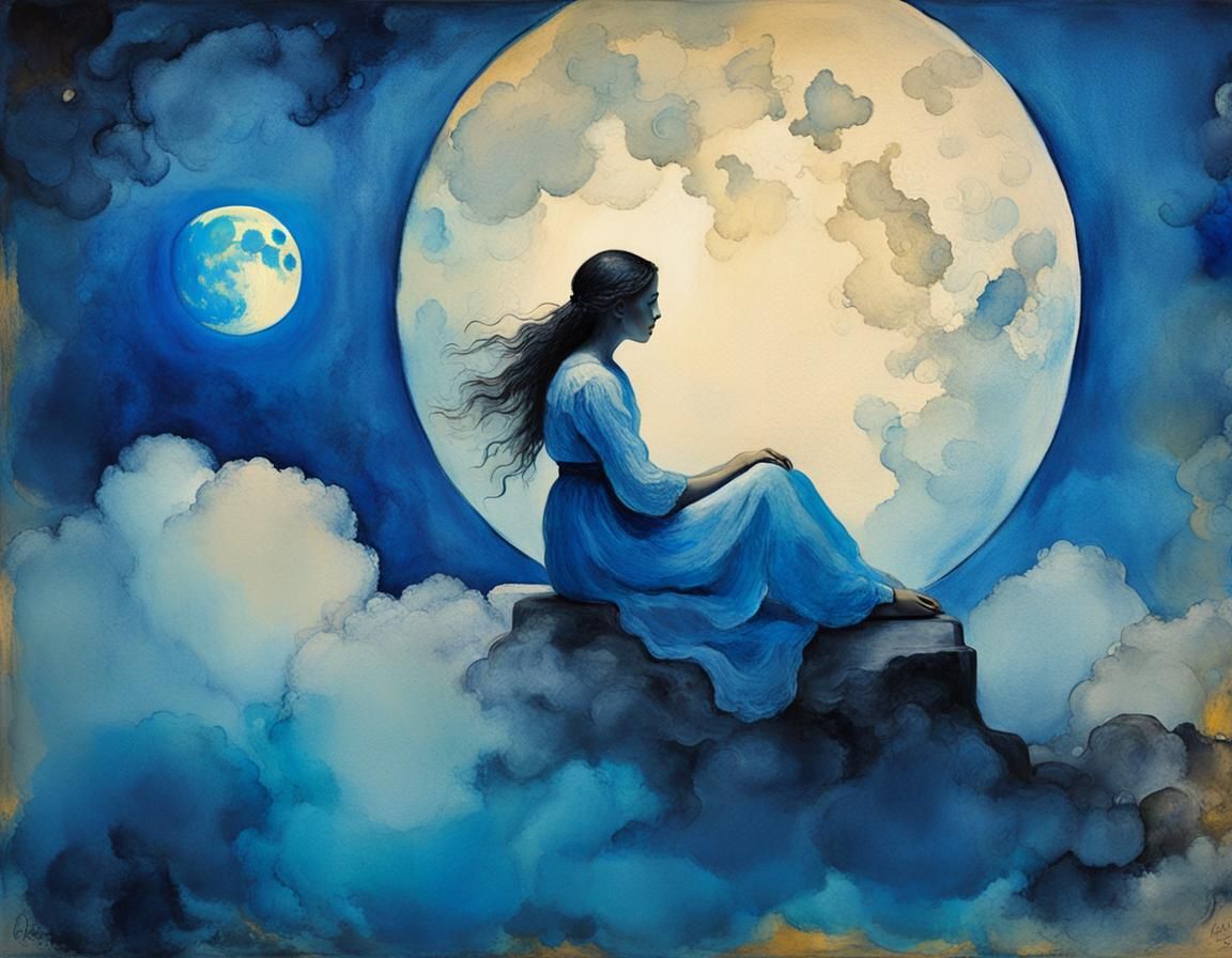 Dreamy Surrealist Moonlit Cloudscape in Ethereal Style