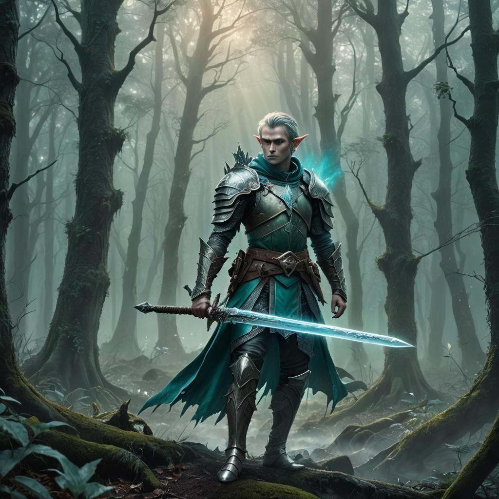 Battle Ready Elf in Misty Forest
