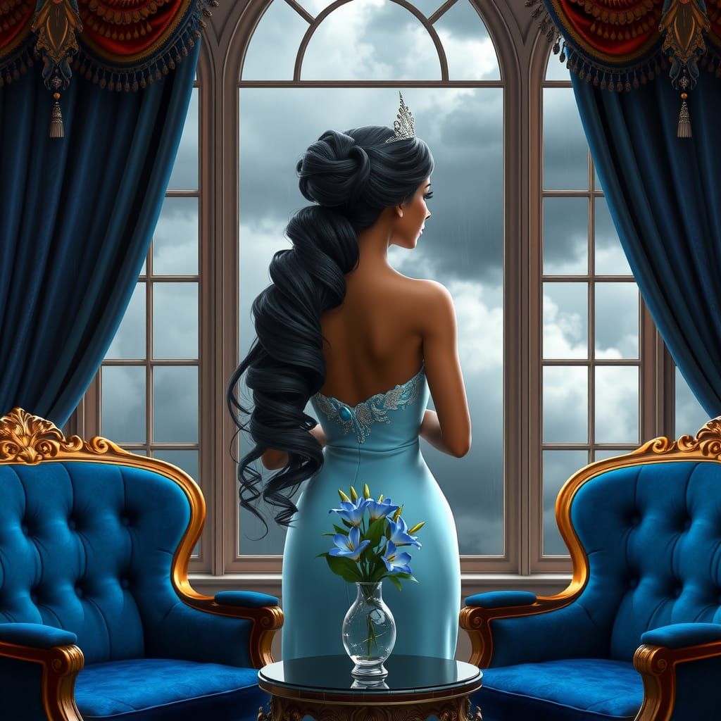 Majestic Princess Tiana in Regal Blue Velvet Chamber
