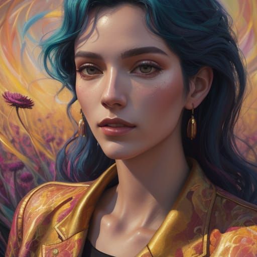 Surreal Runner Portrait in Vibrant Oil Painting