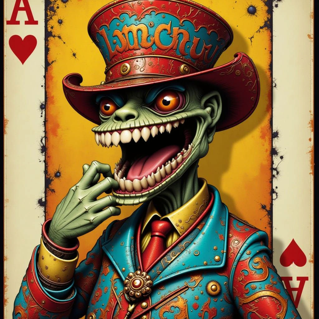 Ace Playing Card with Mad Smile