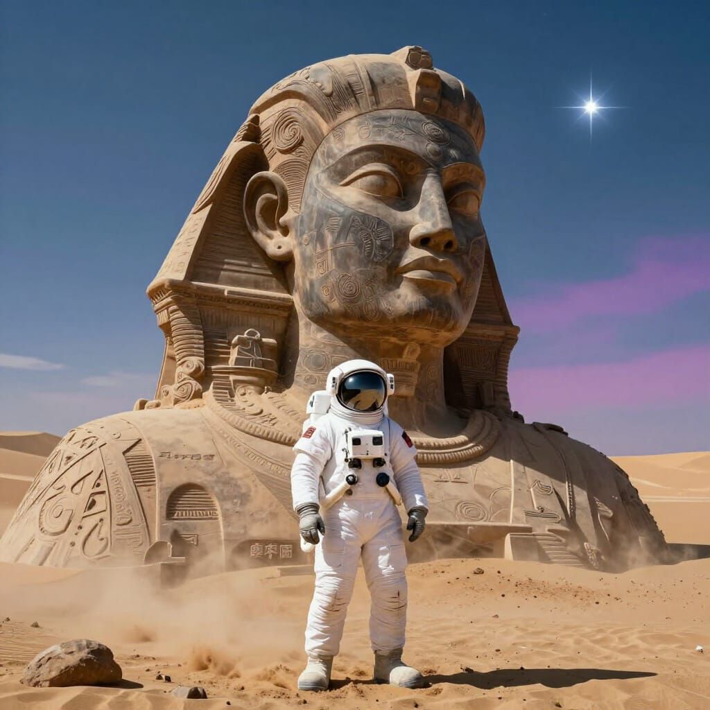 Astronaut Discovers Ancient Alien Statue in Desert