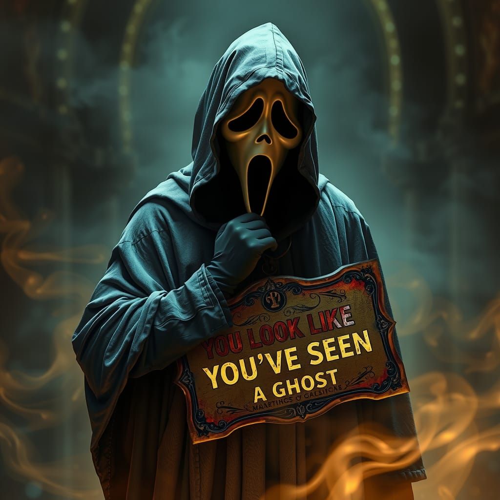 Ghostface in Mystical Setting as Dark Fantasy Art
