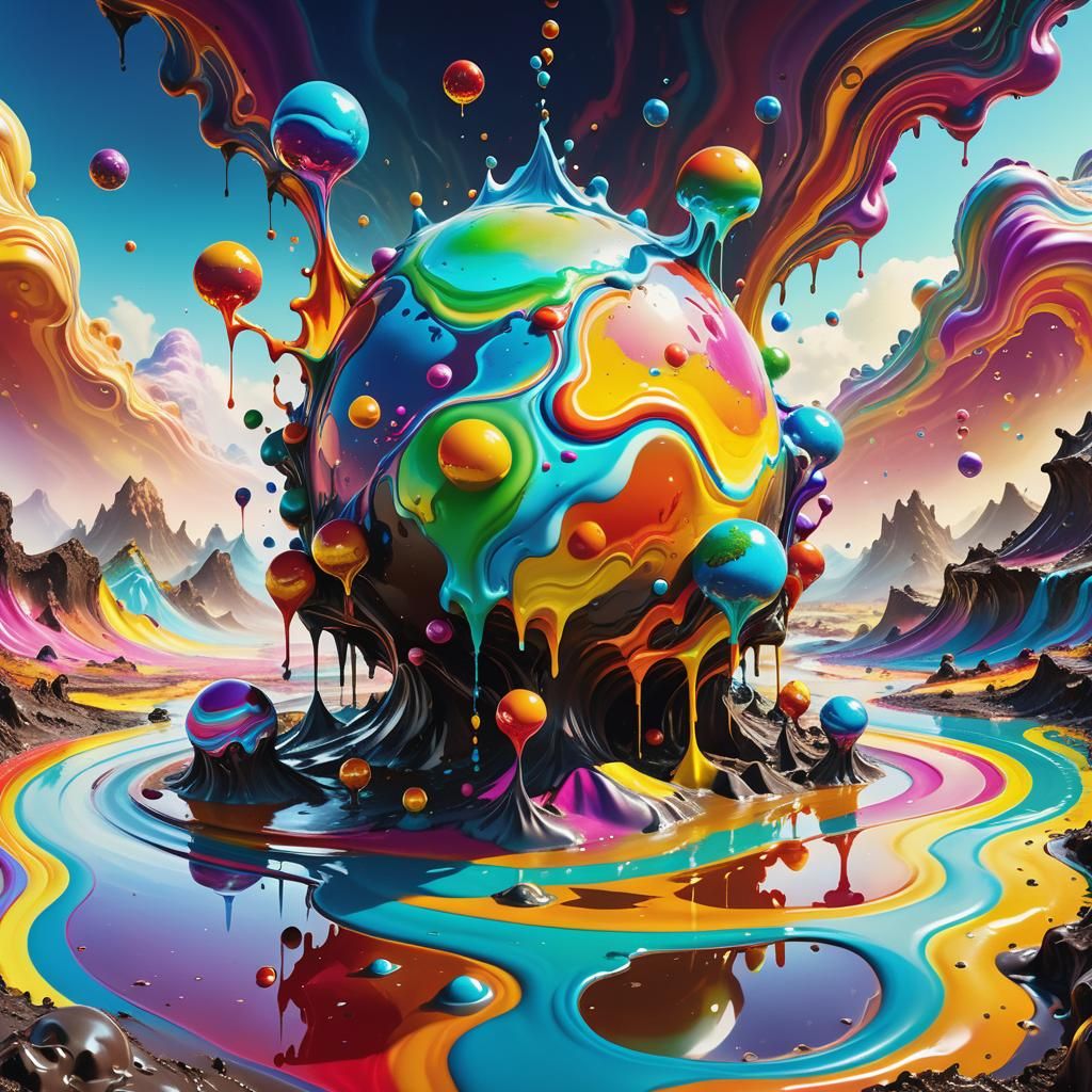 Liquid Mud Earth Elementals Dance in Surreal Landscape