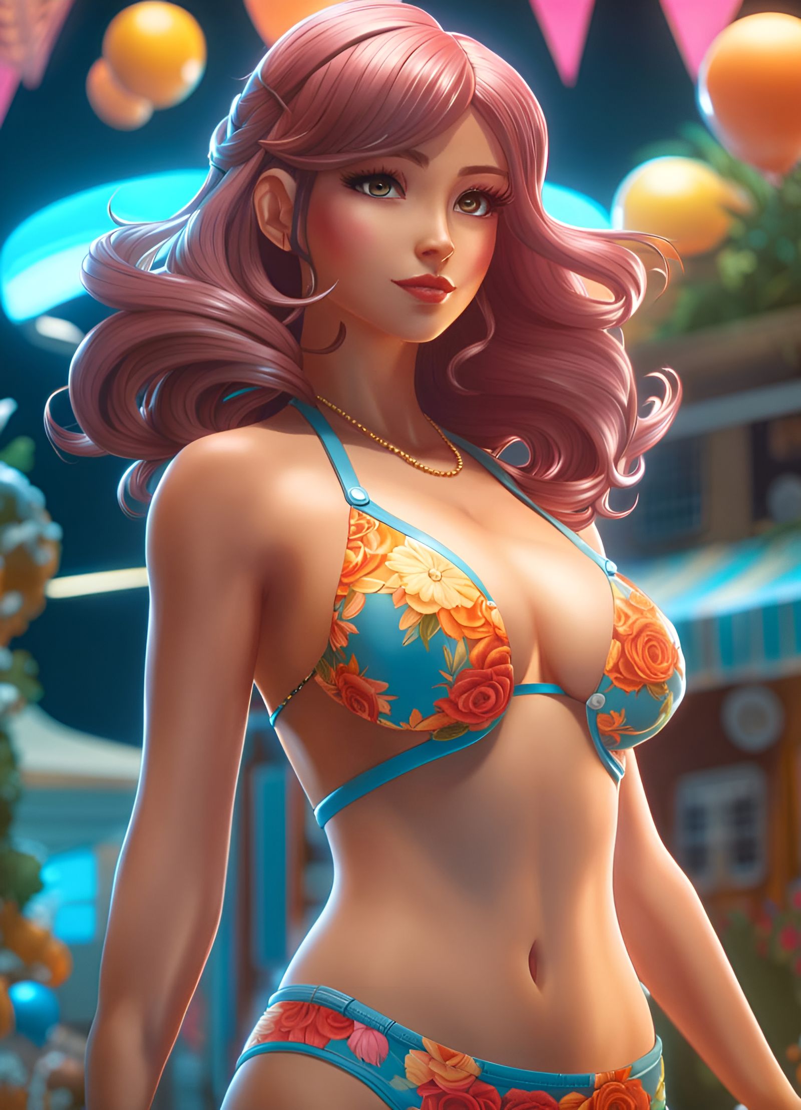 Beautiful Manga Girl in Bikini: Hyperdetailed Portrait
