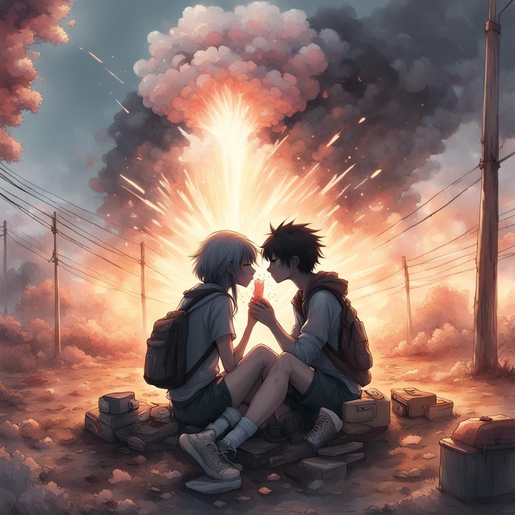 Anime Kiss in Apocalyptic Chaos