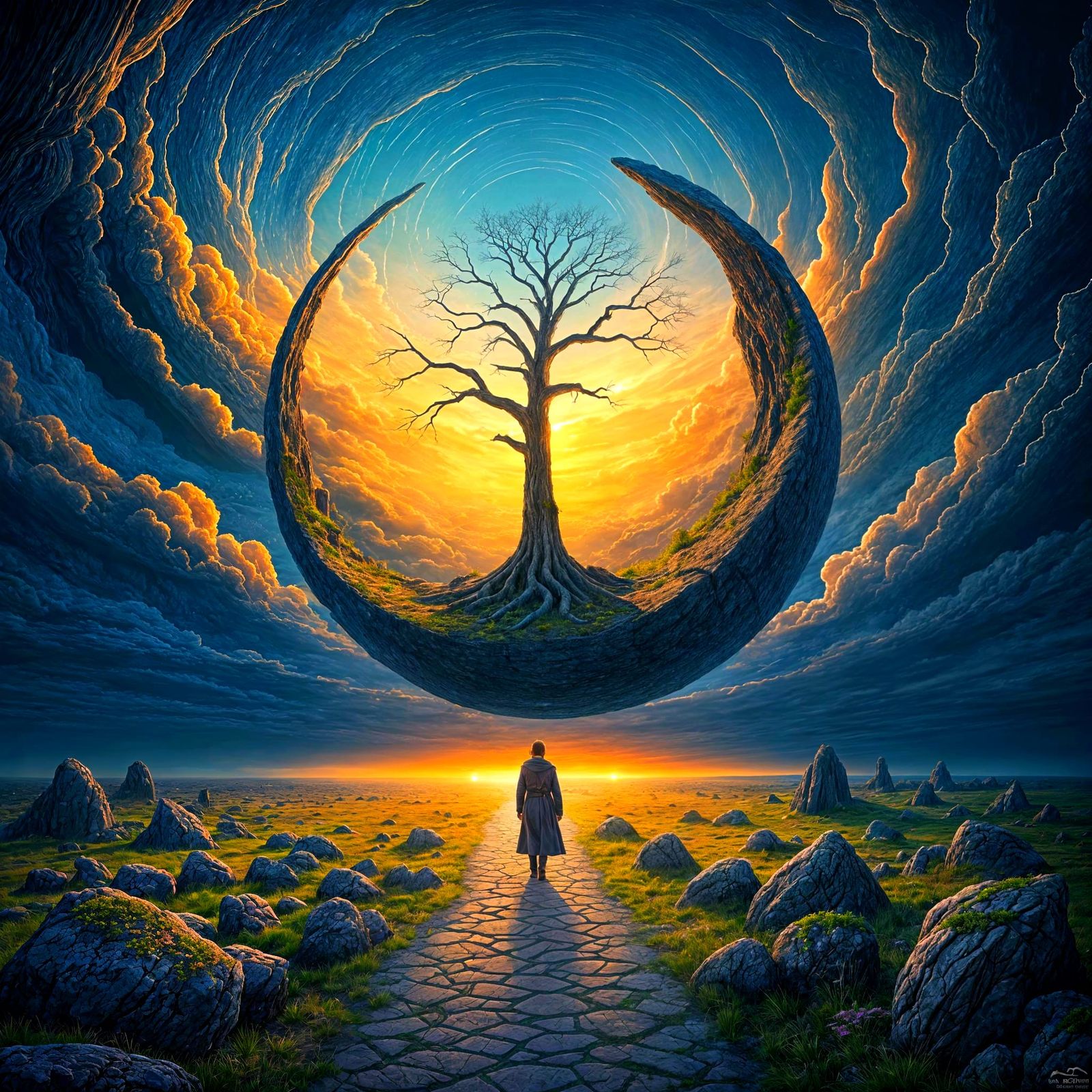 Surreal Cracked World With Winding Path