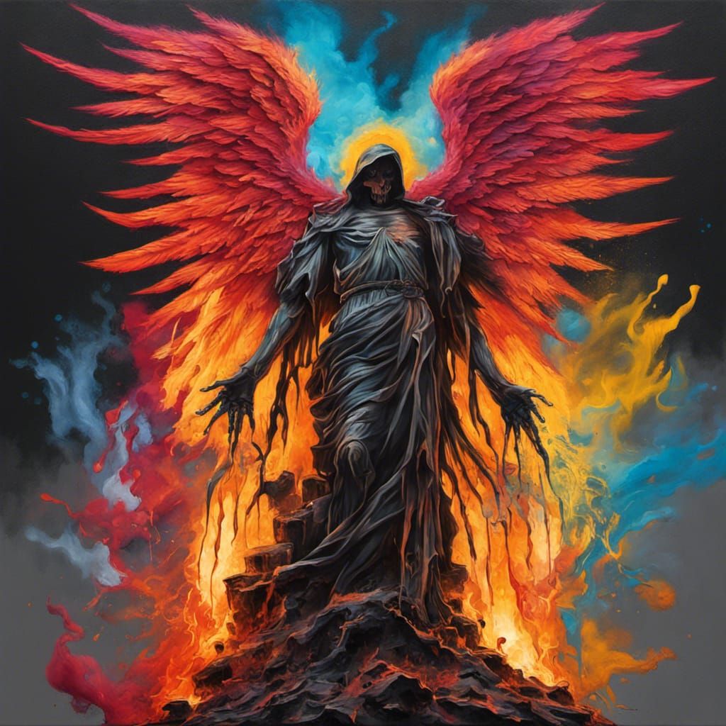 Burning Archangel of Death in Graffiti Art