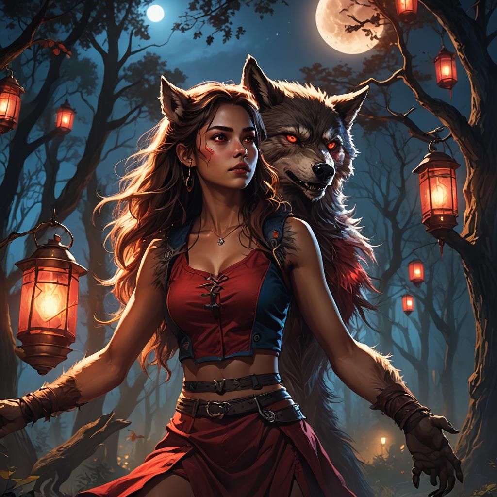 Teenage Werewolf Transformation Under Moonlight: Fantasy Art