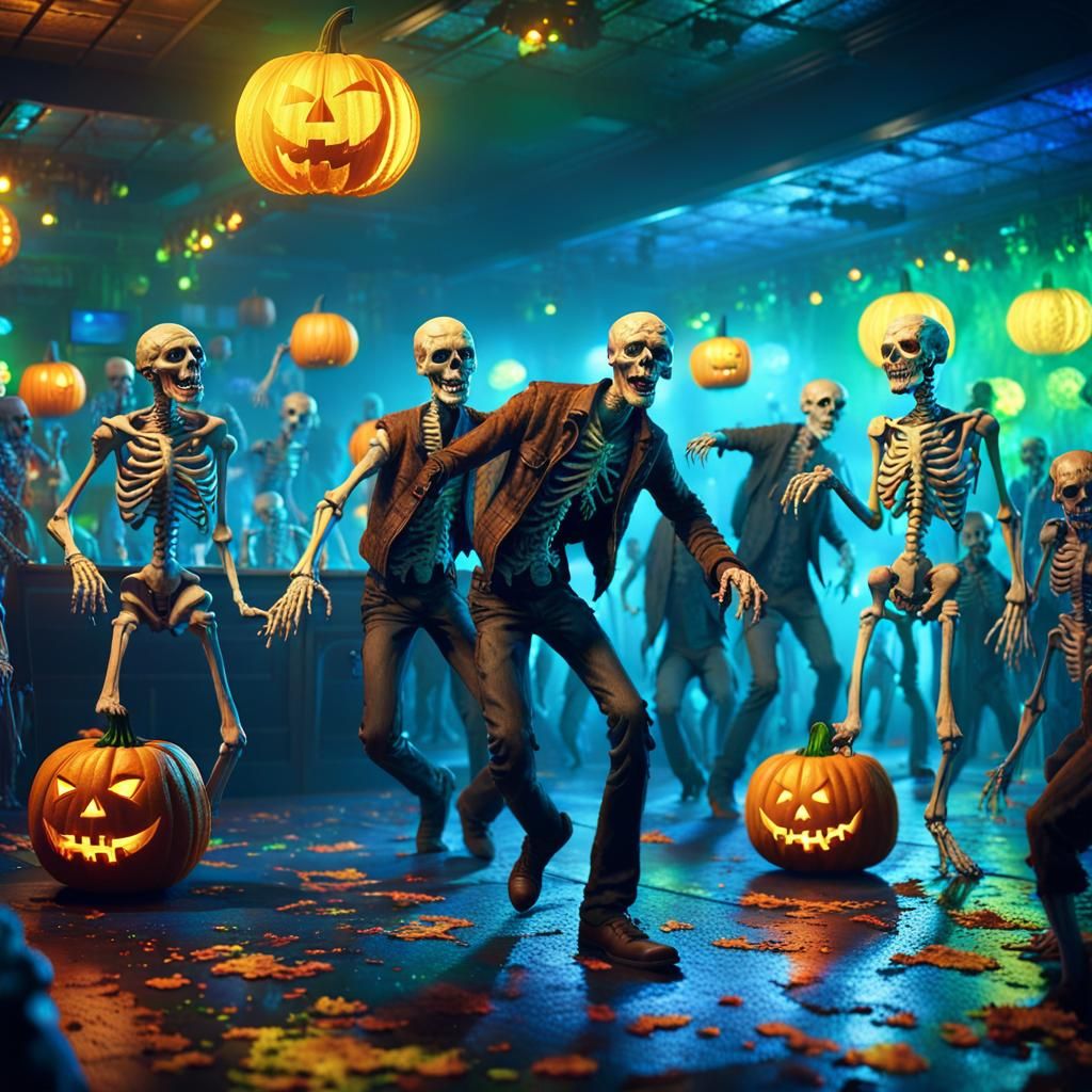 Halloween Dance in a Zombie Disco Pub