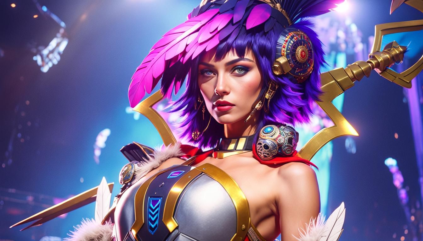 Aztec Warrior Woman in Cyberpunk Armor, 8K