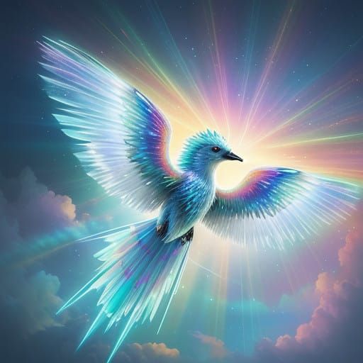 Ethereal Rainbow Hedgehog with Wings and Crystal Quills