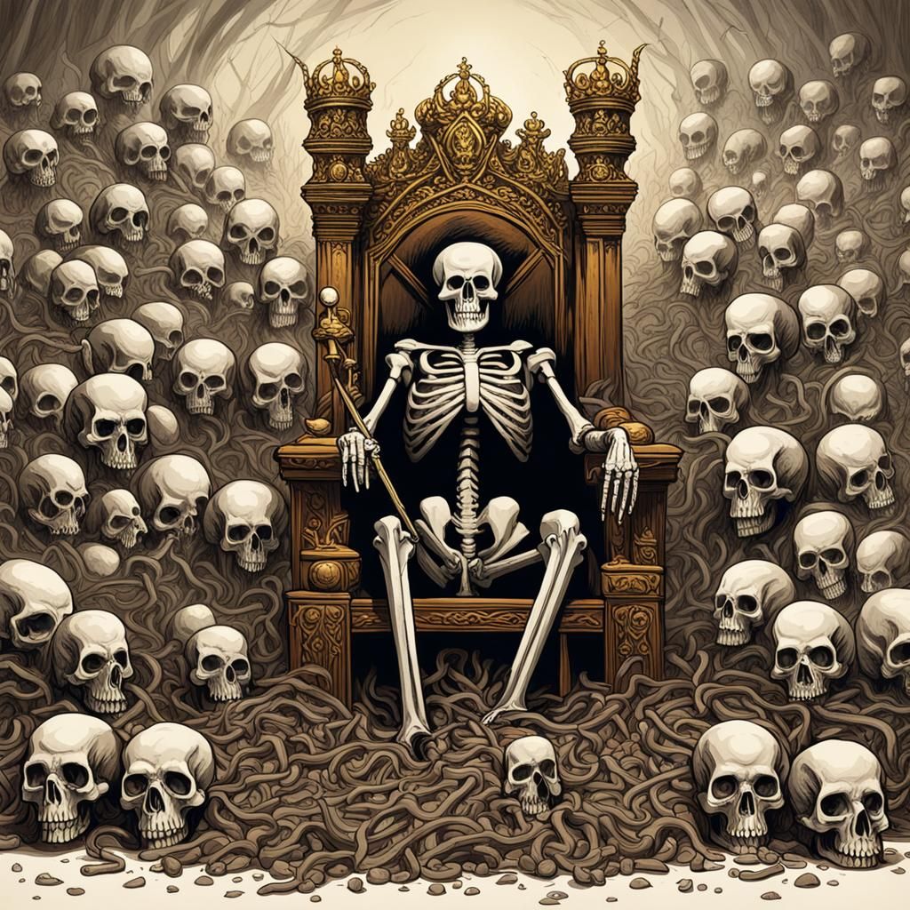 Skeleton King on Skull Throne with Scythe