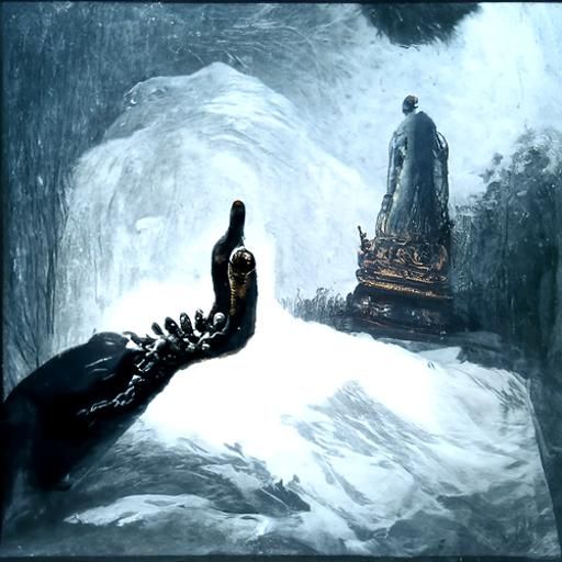 Hand of Buddha in Gothic Horror Style