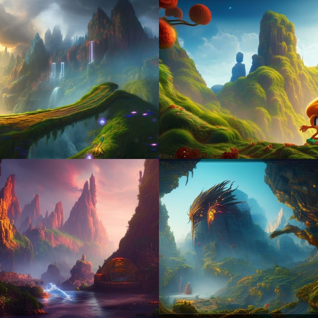 Sonic: Detailed Matte Painting in Deep Color