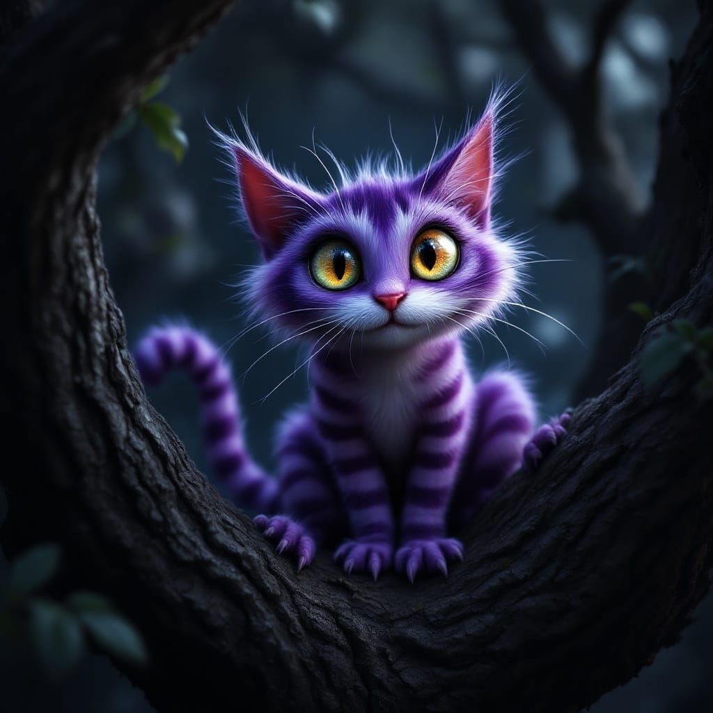 Mysterious Cheshire Cat Vanishes into the Night