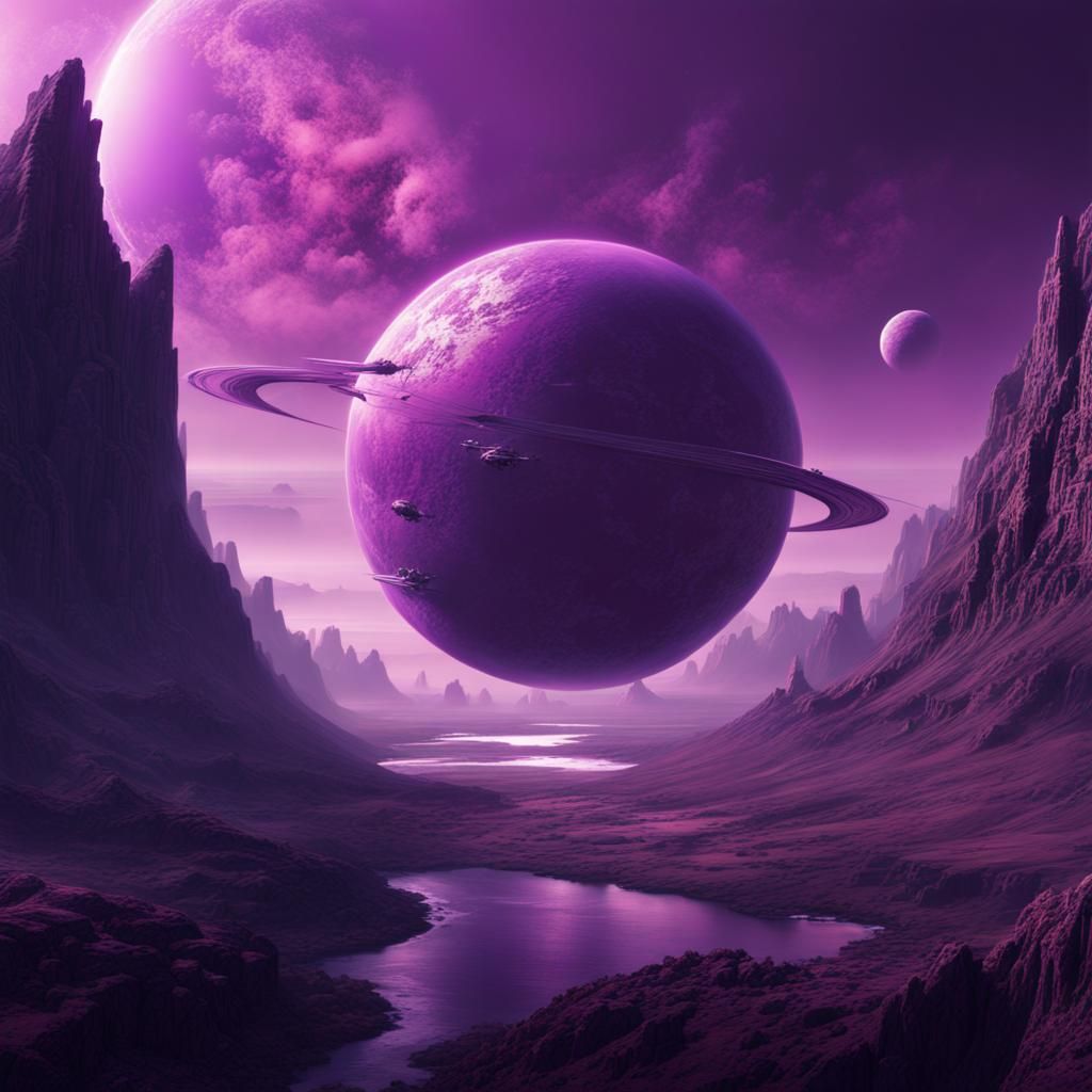 Epic Purple Planet Digital Matte Painting