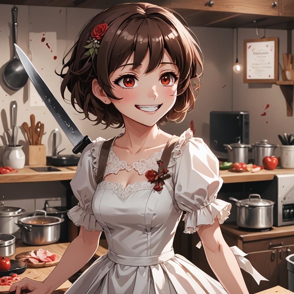 Yandere Anime Bride with Knife, Studio Trigger Style