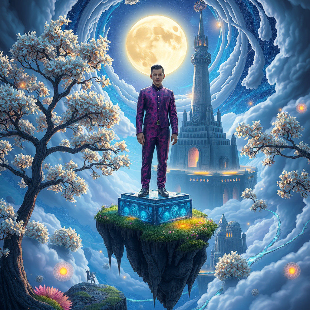 Luminous Sky Island in Mystical Realm of Wonder