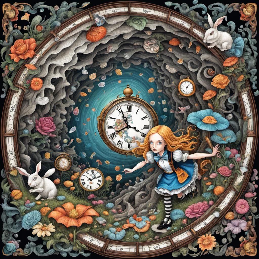 Alice in Wonderland: Surreal Colored Pencil Illustration