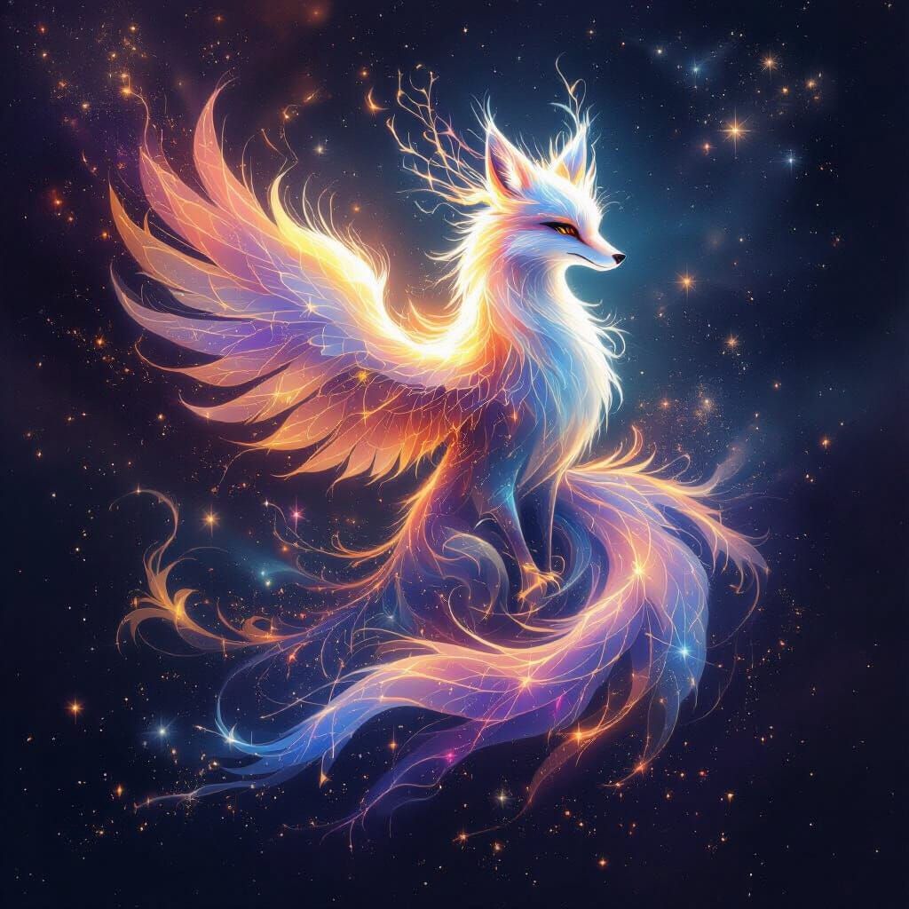 Ethereal Cosmic Creature of Stardust and Nebulae