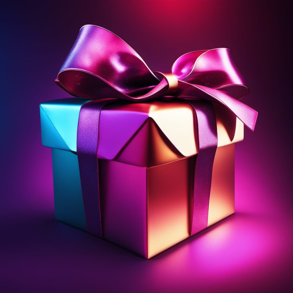 Gift Box with Iridescent Scales in Cosmic Light