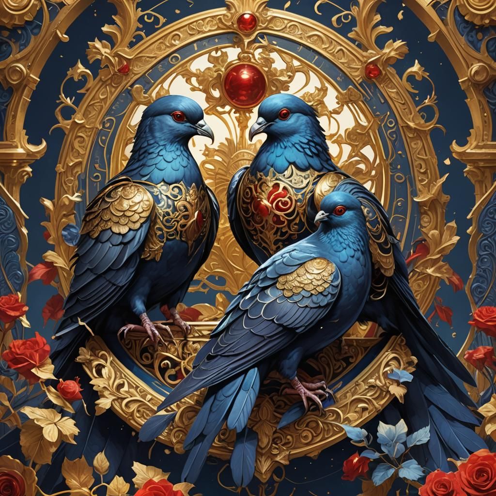 Armored Pigeons in Cornucopia: Baroque Concept Art