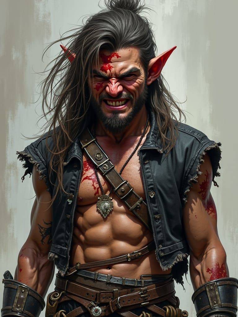 Fierce Halfling Barbarian Warrior in Fantasy Concept Art