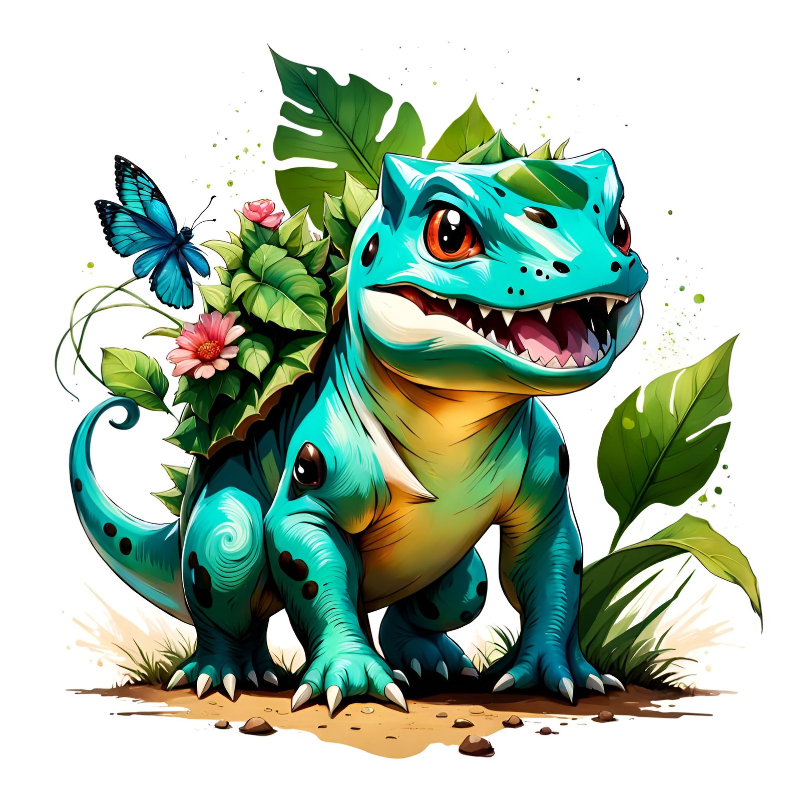 Bulbasaur T-Rex Hybrid Portrait