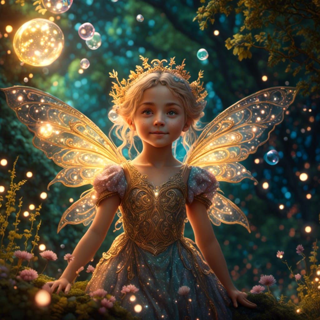 Enchanted Fairy in Golden Hour, Fantasy Concept Art