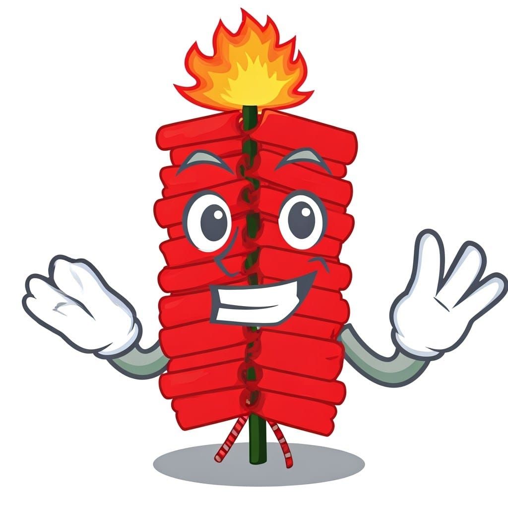 Vibrant Firecracker Cartoon Character