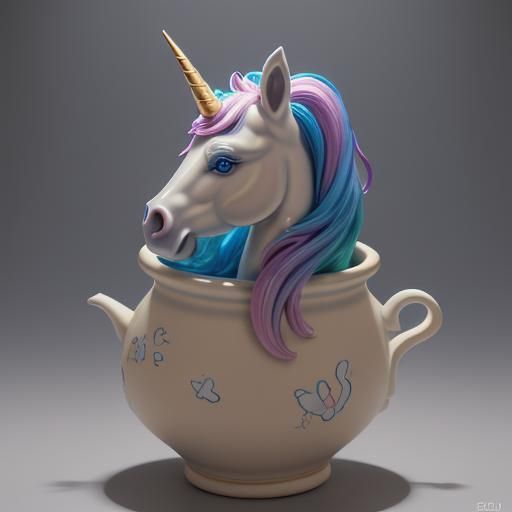 Cute Unicorn made out of ceramic pottery
