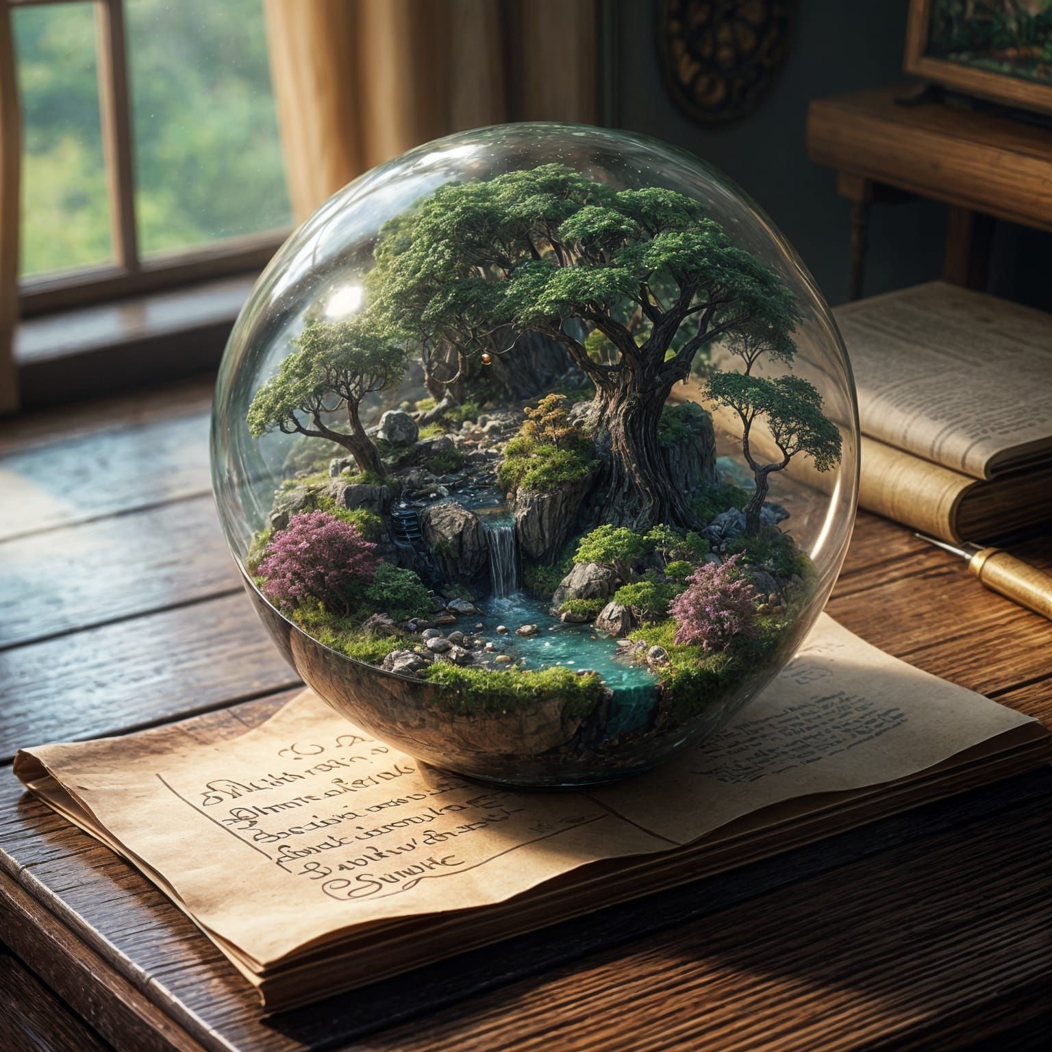 Surreal Glass Orb Teems with Fantastical Ecosystems